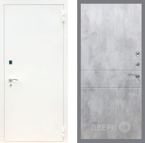 Входная металлическая Дверь Рекс (REX) 1А Белая шагрень FL-290 Бетон светлый в Балашихе