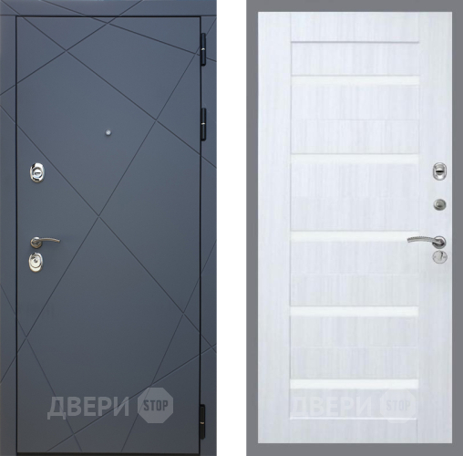 Входная металлическая Дверь Рекс (REX) 13 Силк Титан СБ-14 стекло белое Сандал белый в Балашихе