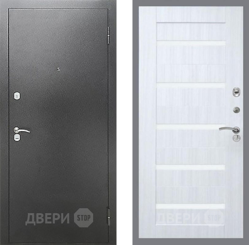 Входная металлическая Дверь Рекс (REX) Сити СБ-14 стекло белое Сандал белый в Балашихе