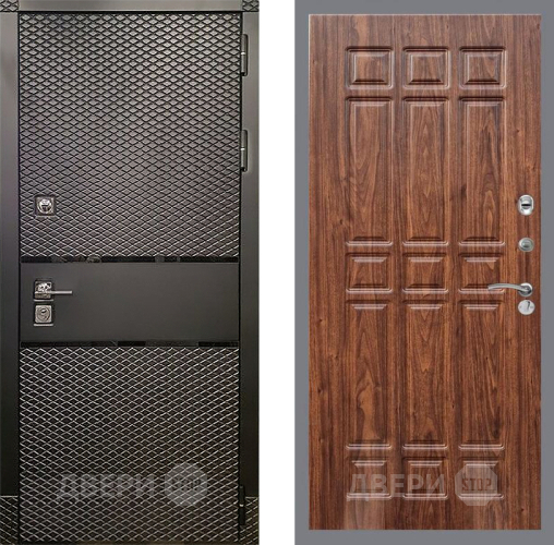 Входная металлическая Дверь Рекс (REX) 15 Черный Кварц FL-33 орех тисненый в Балашихе