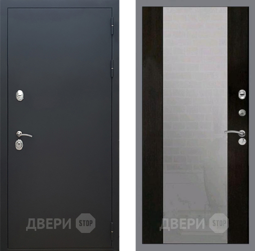 Входная металлическая Дверь Рекс (REX) 5 Черный Муар СБ-16 Зеркало Венге в Балашихе