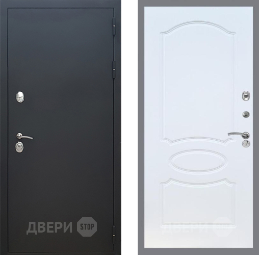 Входная металлическая Дверь Рекс (REX) 5 Черный Муар FL-128 Белый ясень в Балашихе