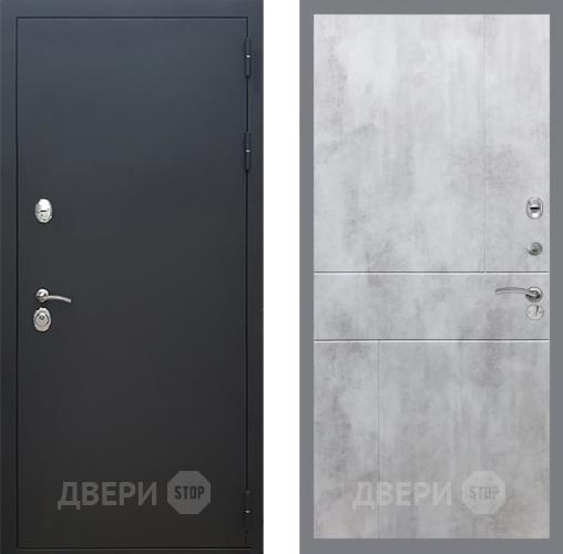 Входная металлическая Дверь Рекс (REX) 5 Черный Муар FL-290 Бетон светлый в Балашихе