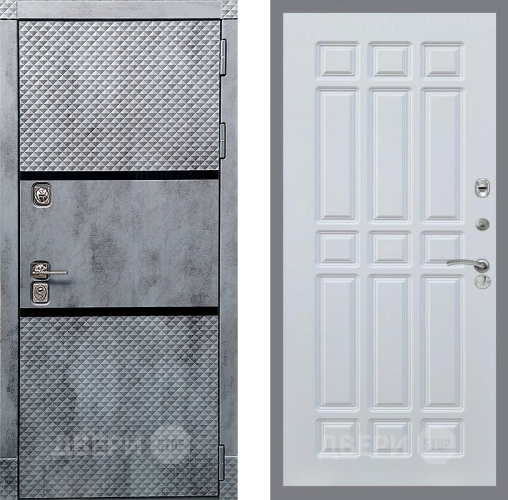 Входная металлическая Дверь Рекс (REX) 15 Бетон Темный FL-33 Белый ясень в Балашихе