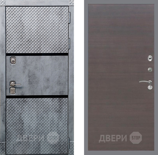 Входная металлическая Дверь Рекс (REX) 15 Бетон Темный GL венге поперечный в Балашихе