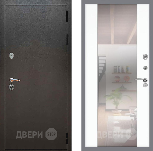 Входная металлическая Дверь Рекс (REX) 5 Серебро Антик СБ-16 Зеркало Силк Сноу в Балашихе