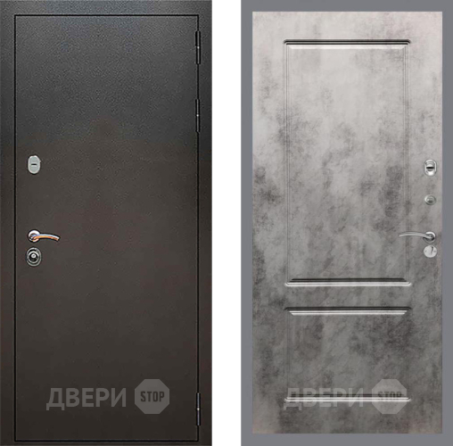 Входная металлическая Дверь Рекс (REX) 5 Серебро Антик FL-117 Бетон темный в Балашихе