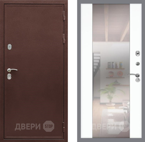 Входная металлическая Дверь Рекс (REX) 5А СБ-16 Зеркало Силк Сноу в Балашихе