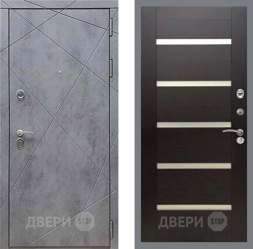 Входная металлическая Дверь Рекс (REX) 13 Бетон Темный СБ-14 стекло белое венге поперечный в Балашихе