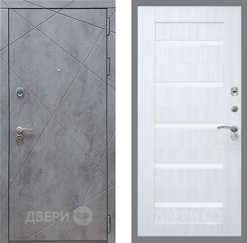Входная металлическая Дверь Рекс (REX) 13 Бетон Темный СБ-14 стекло белое Сандал белый в Балашихе
