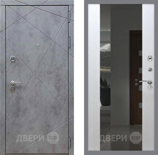 Входная металлическая Дверь Рекс (REX) 13 Бетон Темный СБ-16 Зеркало Белый ясень в Балашихе