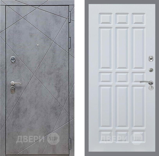 Входная металлическая Дверь Рекс (REX) 13 Бетон Темный FL-33 Белый ясень в Балашихе