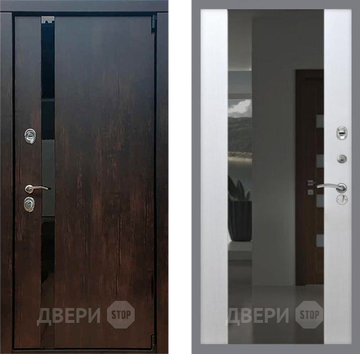 Входная металлическая Дверь Рекс (REX) 26 СБ-16 Зеркало Белый ясень в Балашихе