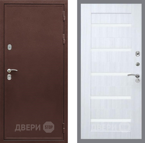 Входная металлическая Дверь Рекс (REX) 5 металл 3 мм СБ-14 стекло белое Сандал белый в Балашихе