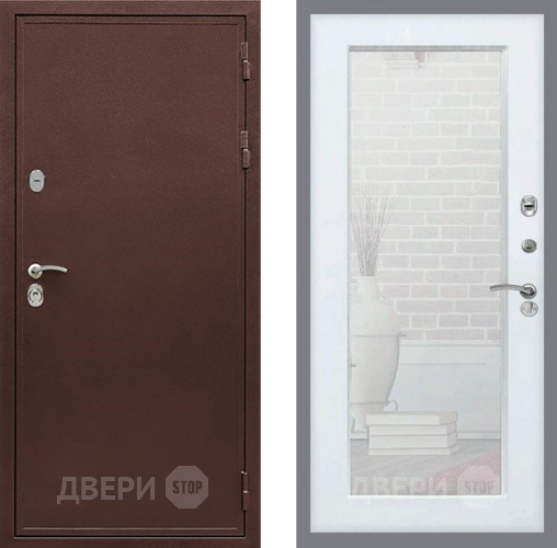 Входная металлическая Дверь Рекс (REX) 5 металл 3 мм Зеркало Пастораль Белый ясень в Балашихе