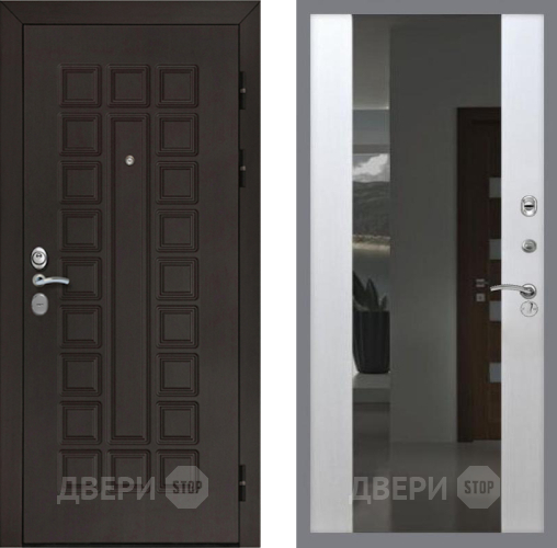 Входная металлическая Дверь Рекс (REX) Сенатор Cisa СБ-16 Зеркало Белый ясень в Балашихе