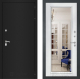 Дверь Лабиринт (LABIRINT) Classic шагрень черная Зеркало Фацет с багетом Белый софт в Балашихе
