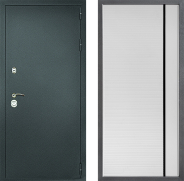 Дверь Дверной континент Рубикон Серебро Дизайн ФЛ-757 Черное Стекло Софт милк 960х2050 мм