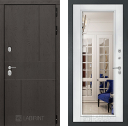 Дверь Лабиринт (LABIRINT) Urban Зеркало Фацет с багетом Белый софт 960х2050 мм