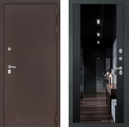 Дверь Лабиринт (LABIRINT) Classic антик медь Зеркало Максимум с тонировкой Черный кварц 860х2050 мм