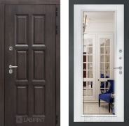 Дверь Лабиринт (LABIRINT) Лондон с терморазрывом Зеркало Фацет с багетом Белый софт 960х2050 мм