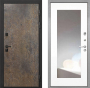 Дверь Интекрон (INTECRON) Профит Black Гранж ФЛЗ-120-М Зеркало Белый матовый 960х2050 мм